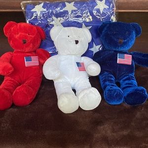 NWOT Set of three Benich International patriotic bears